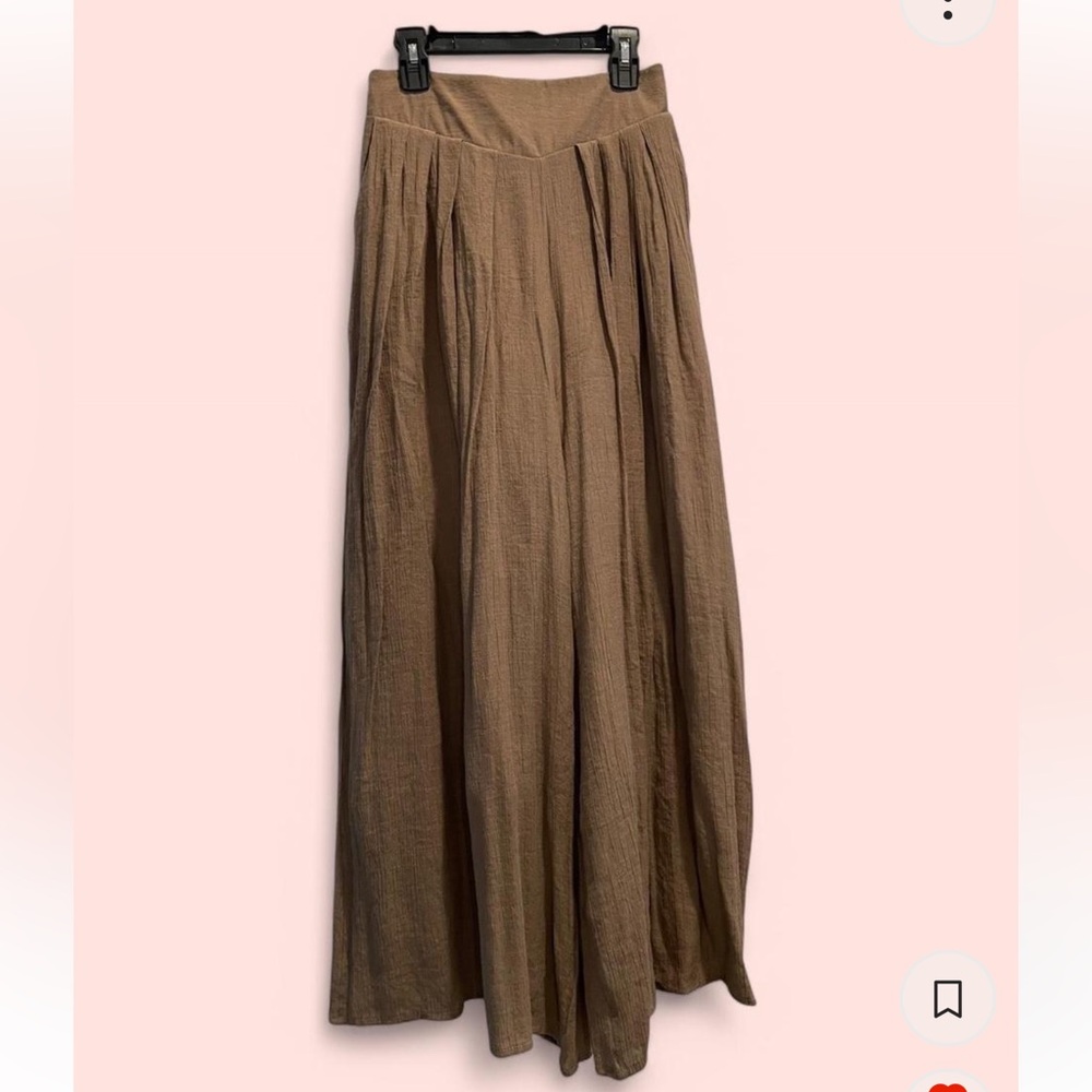 Aerie Brown Tan Pleated Flowy Pants